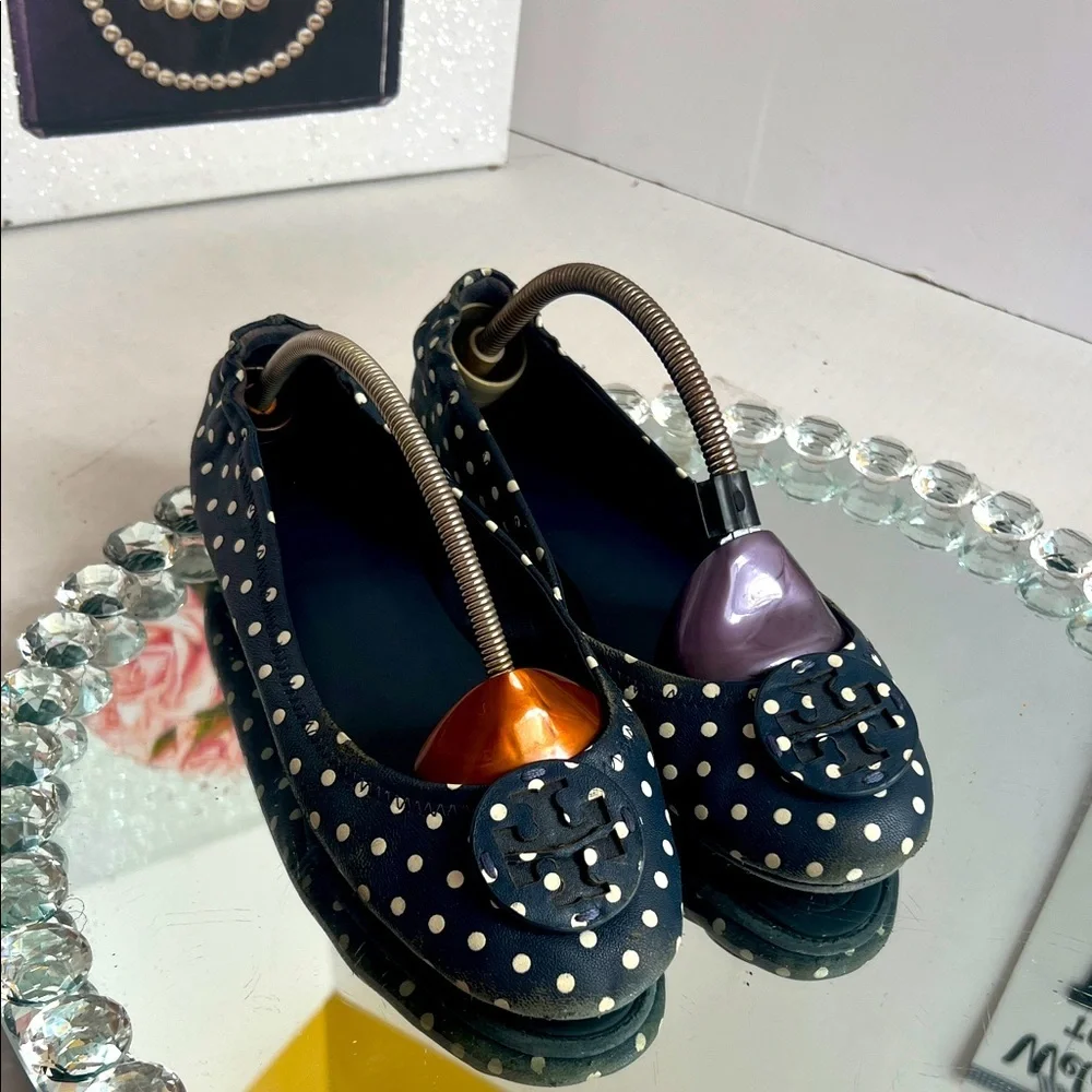 Tory Burch Navy Polka Dot Flats size 8